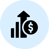 Financial growth icon with blue background