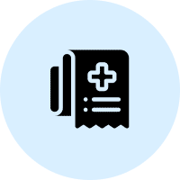 Medical document icon in blue circle